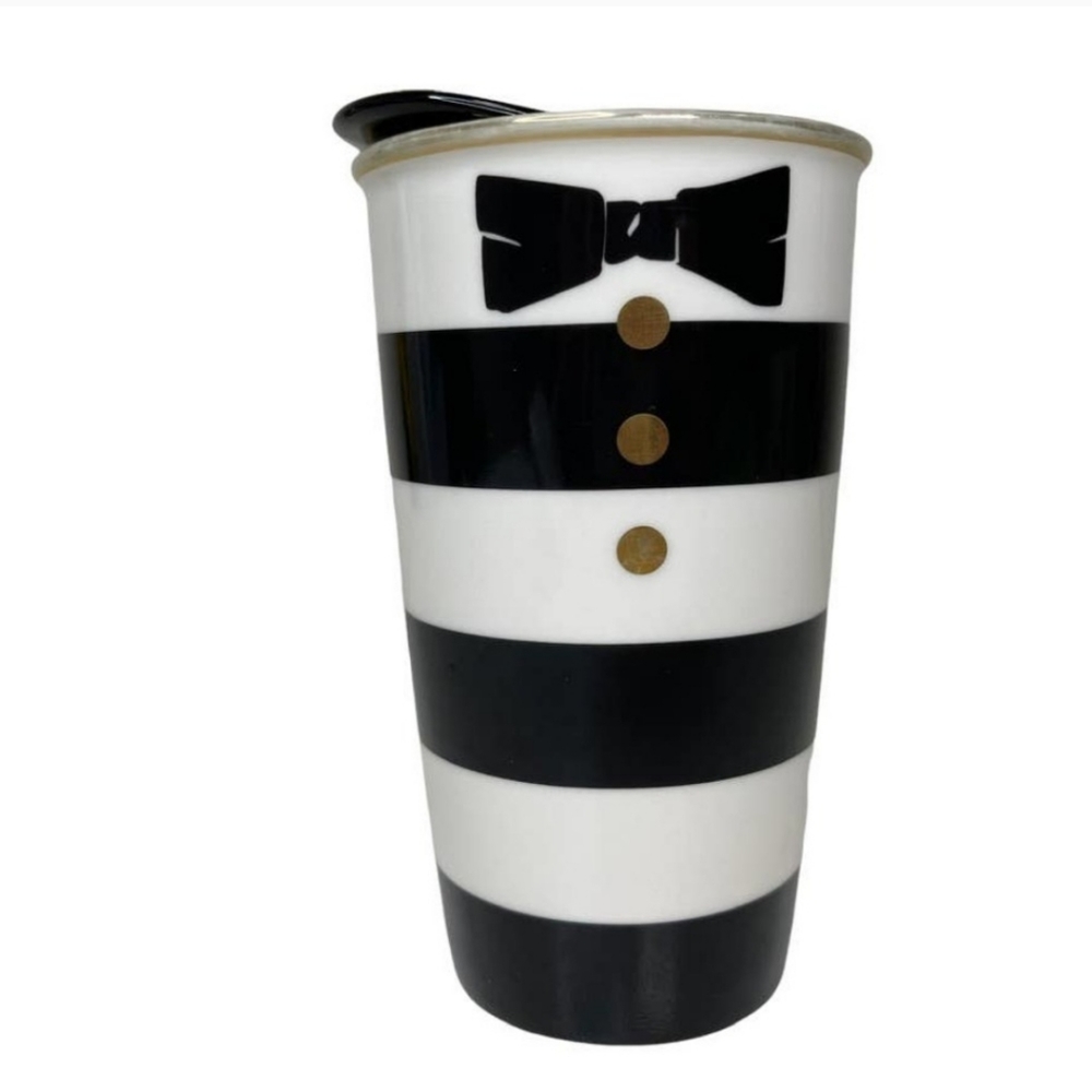 Starbucks +Stacey Bendet Alice and Olivia Striped Tuxedo Bowtie Ceramic Mug
